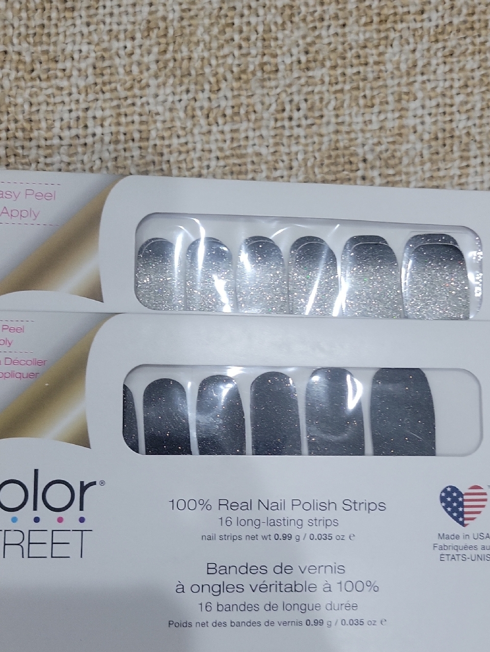 Color Street Silver Glitter & Charcoal Nail Strips